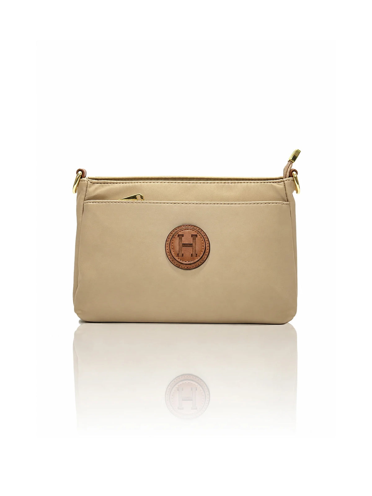 Ladies Nylon Sling Shoulder Bag - Beige