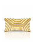Beaded Pearl Clutch Bag – Gold Chevron
