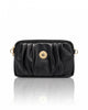 Pleated PU Leather Crossbody Bag - Black