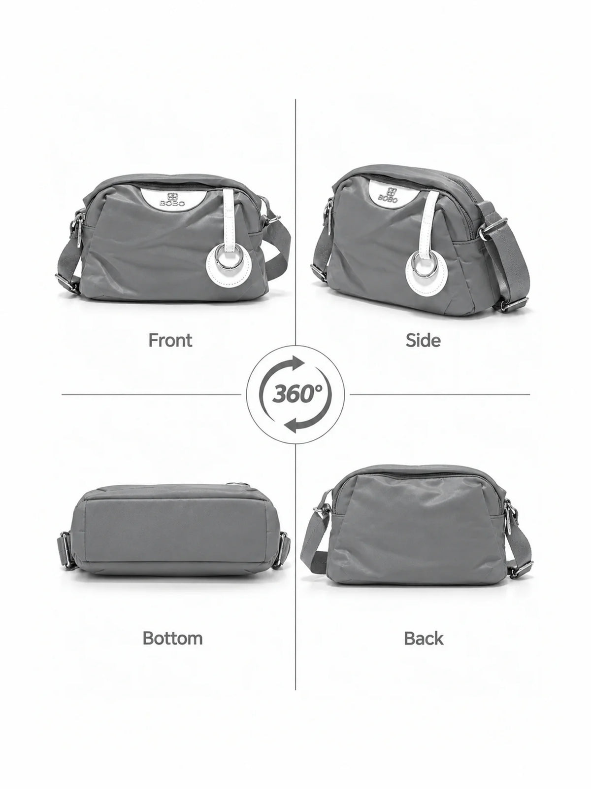 BOBO Grey Nylon Sling Bag - Daily Handbag