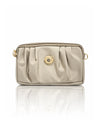 Pleated PU Leather Crossbody Bag - Taupe