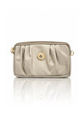 Pleated PU Leather Crossbody Bag - Taupe
