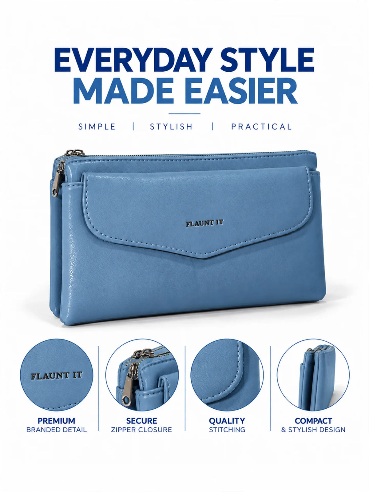 Women’s Daily Use Crossbody Handbag - Blue Purse