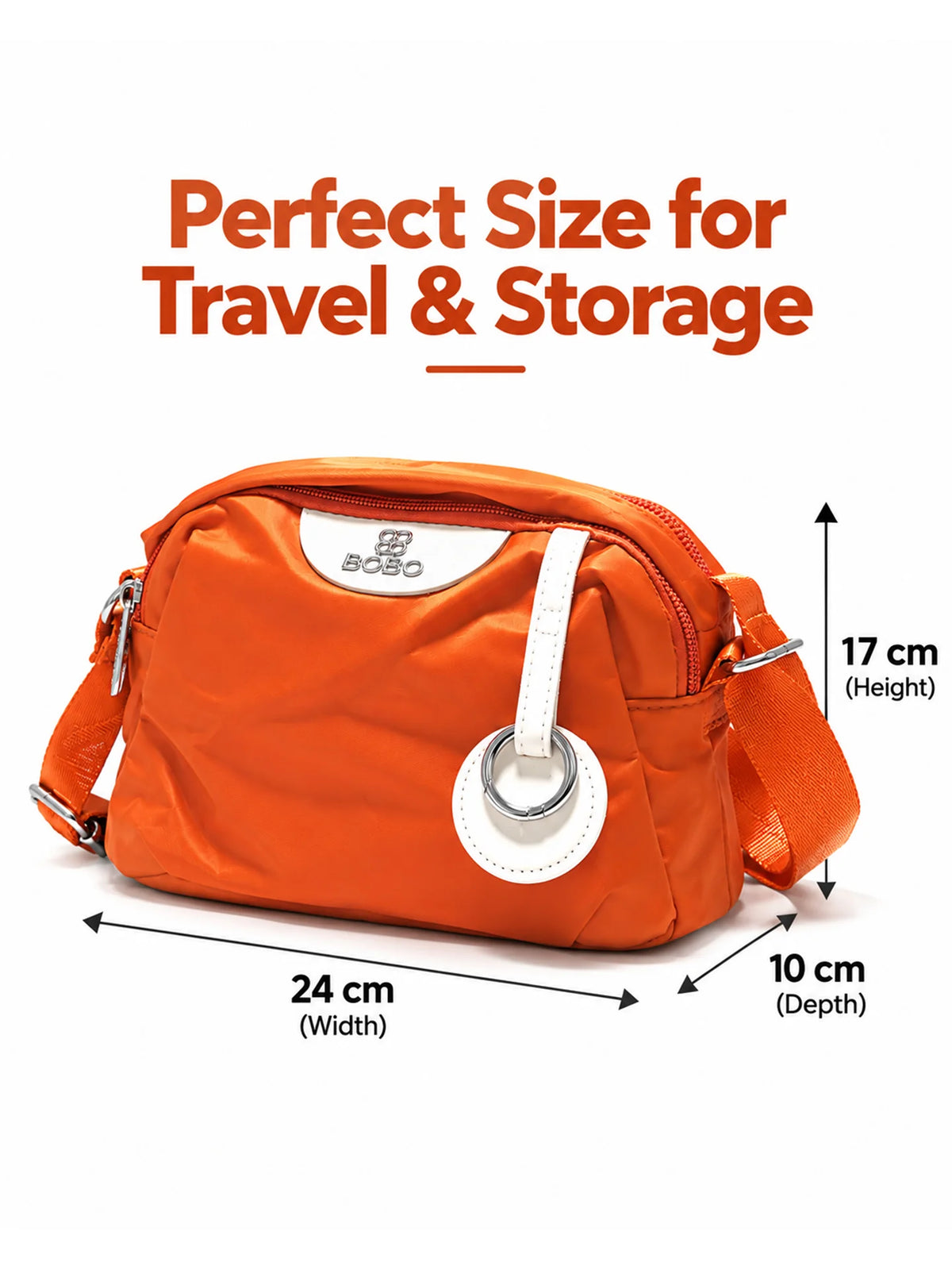 BOBO Orange Nylon Sling Bag - Daily Handbag