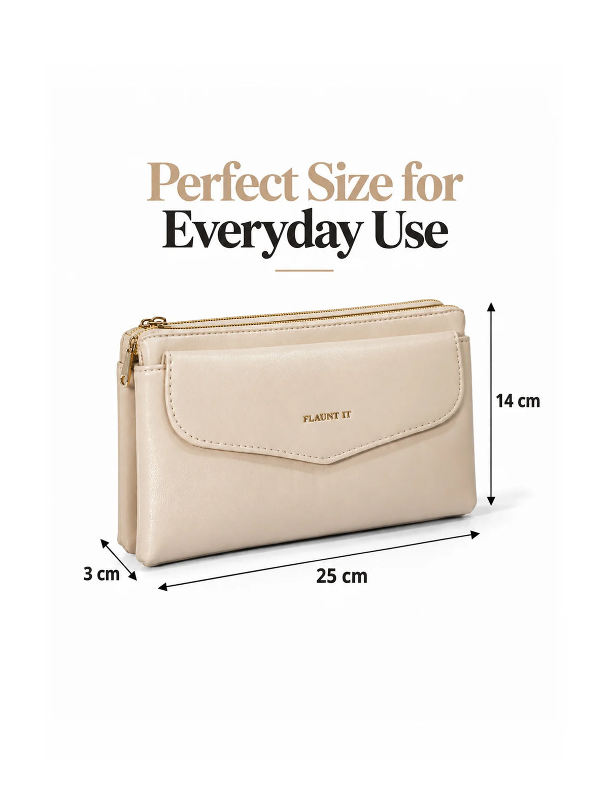 Women’s Daily Use Crossbody Handbag - Beige Purse