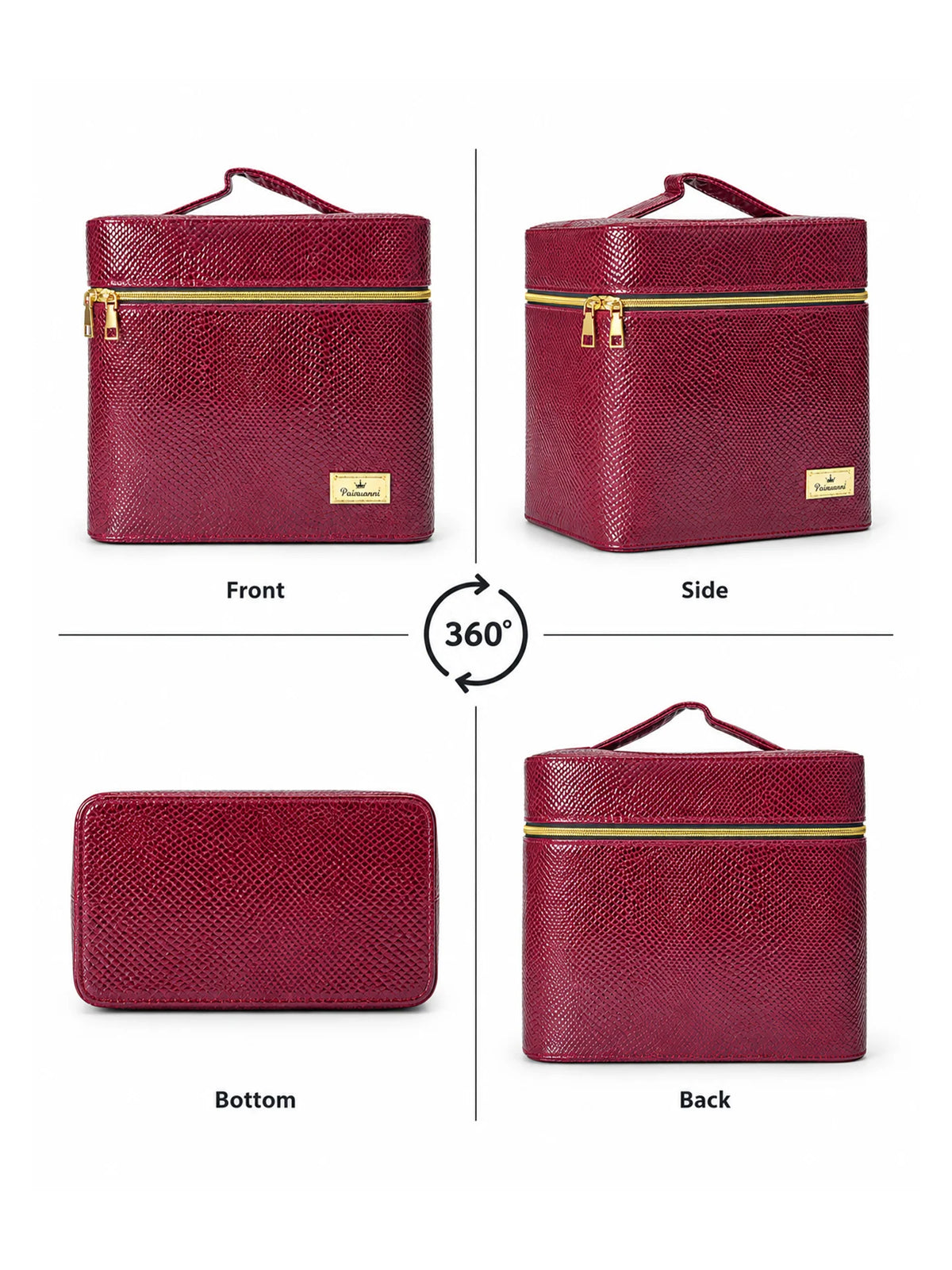 Karry House Premium Textured Multi-Layer Vanity Case – Maroon