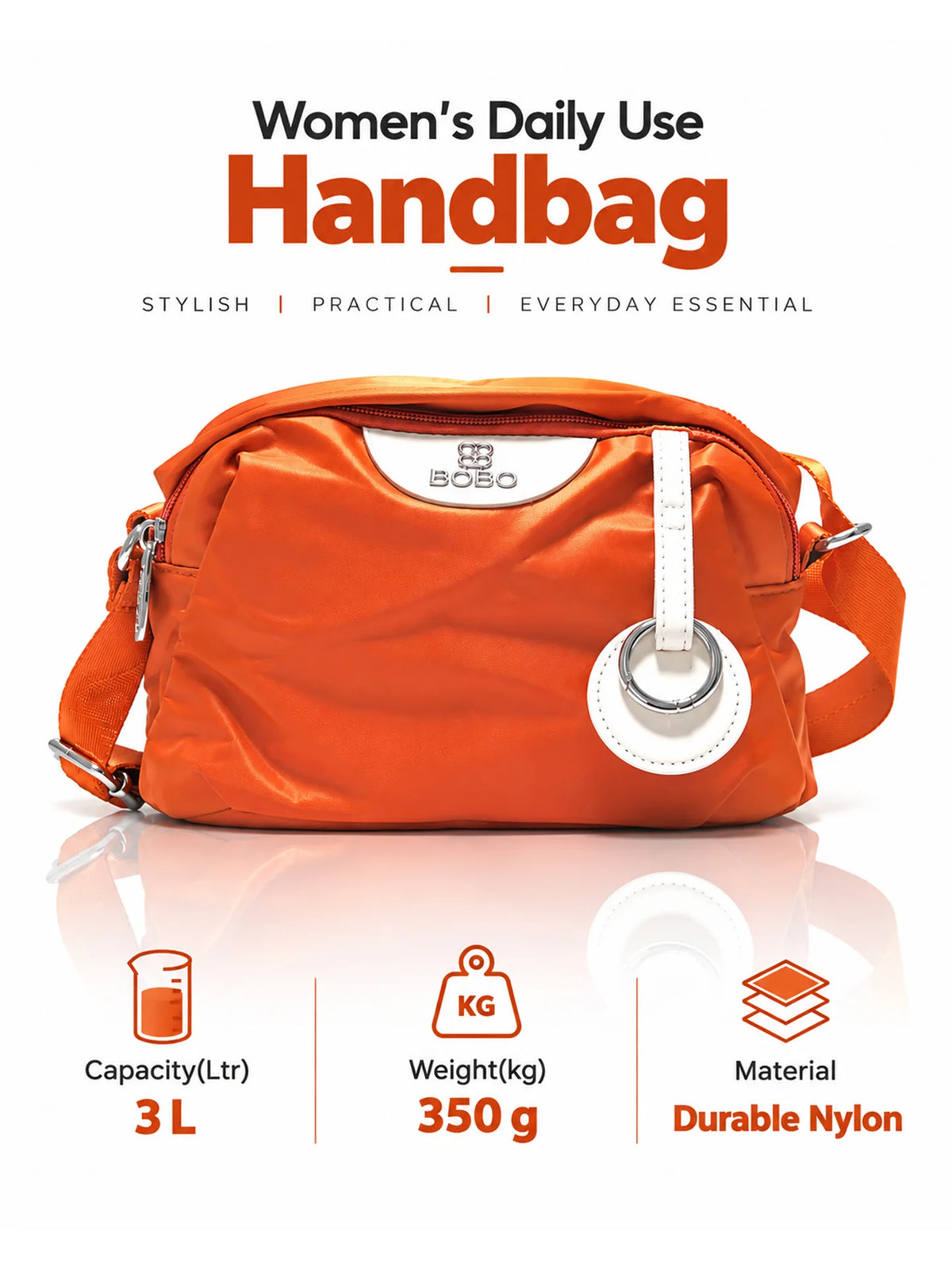 BOBO Orange Nylon Sling Bag - Daily Handbag