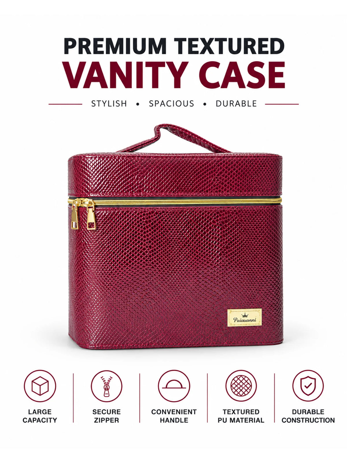 Karry House Premium Textured Multi-Layer Vanity Case – Maroon