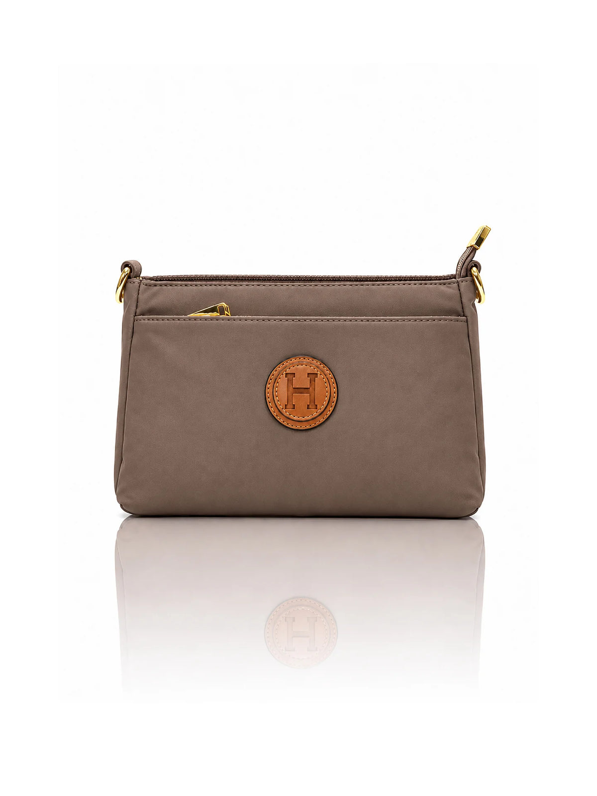 Ladies Nylon Sling Shoulder Bag - Taupe
