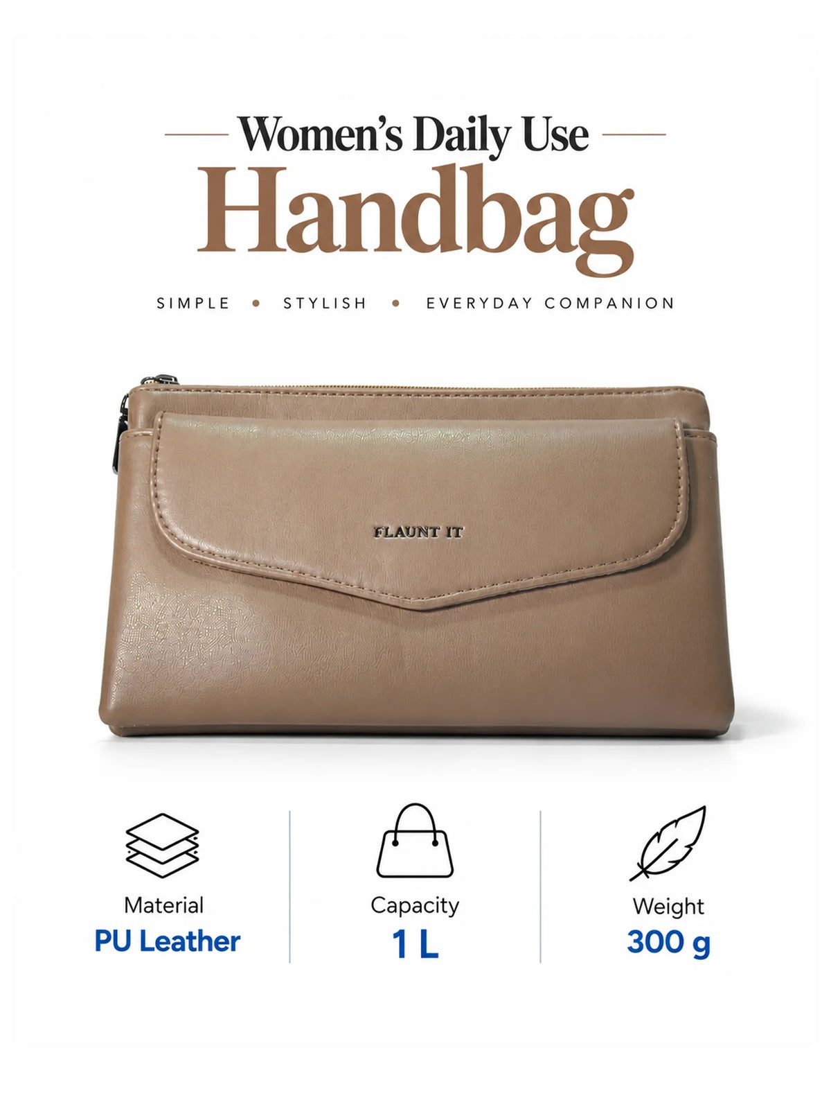 Women’s Daily Use Crossbody Handbag - Brown Purse