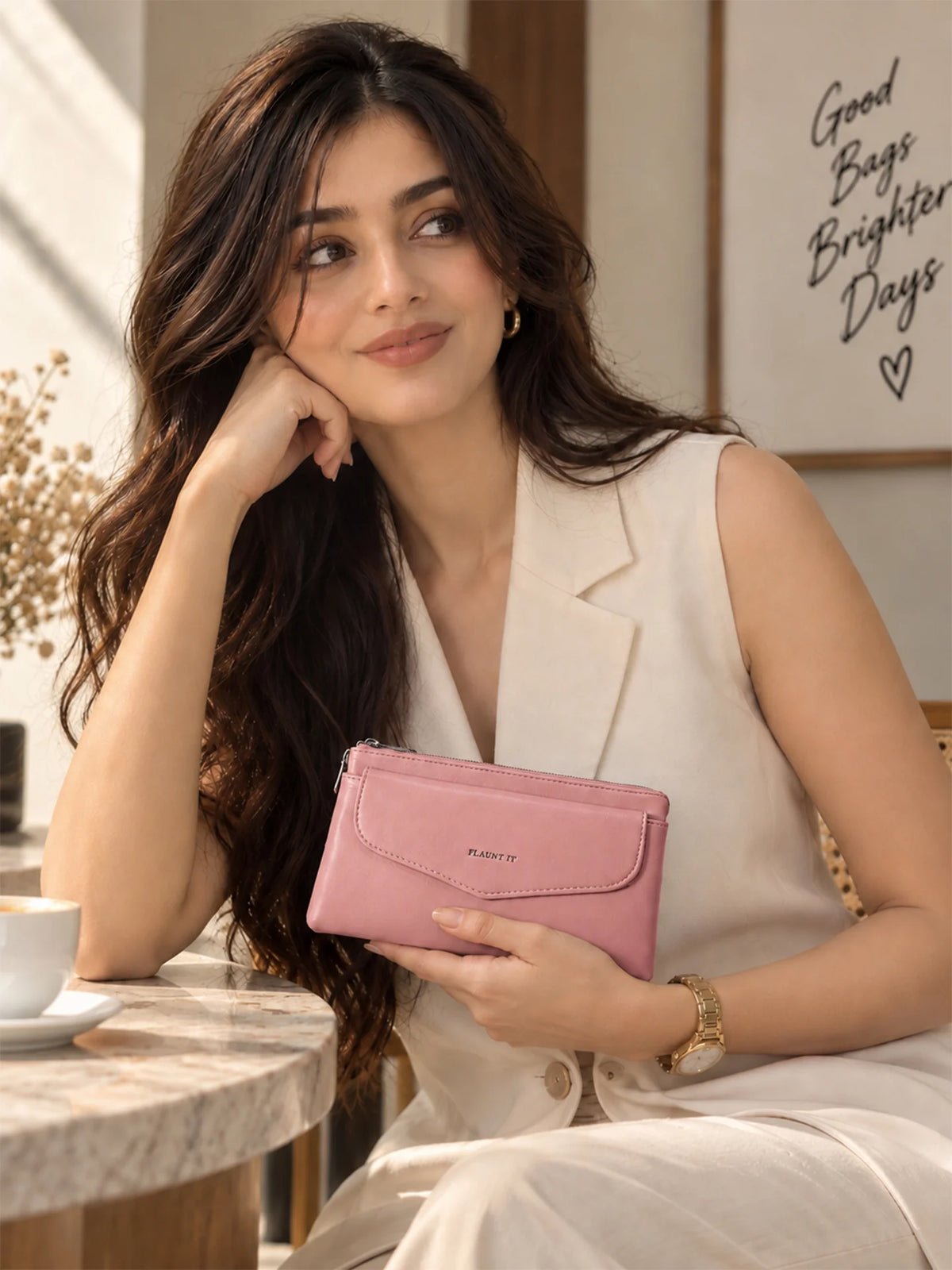 Women’s Daily Use Crossbody Handbag - Dusty Pink Purse