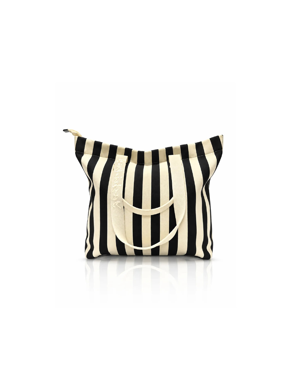 Striped Canvas Tote Bag for Women - Black Strip