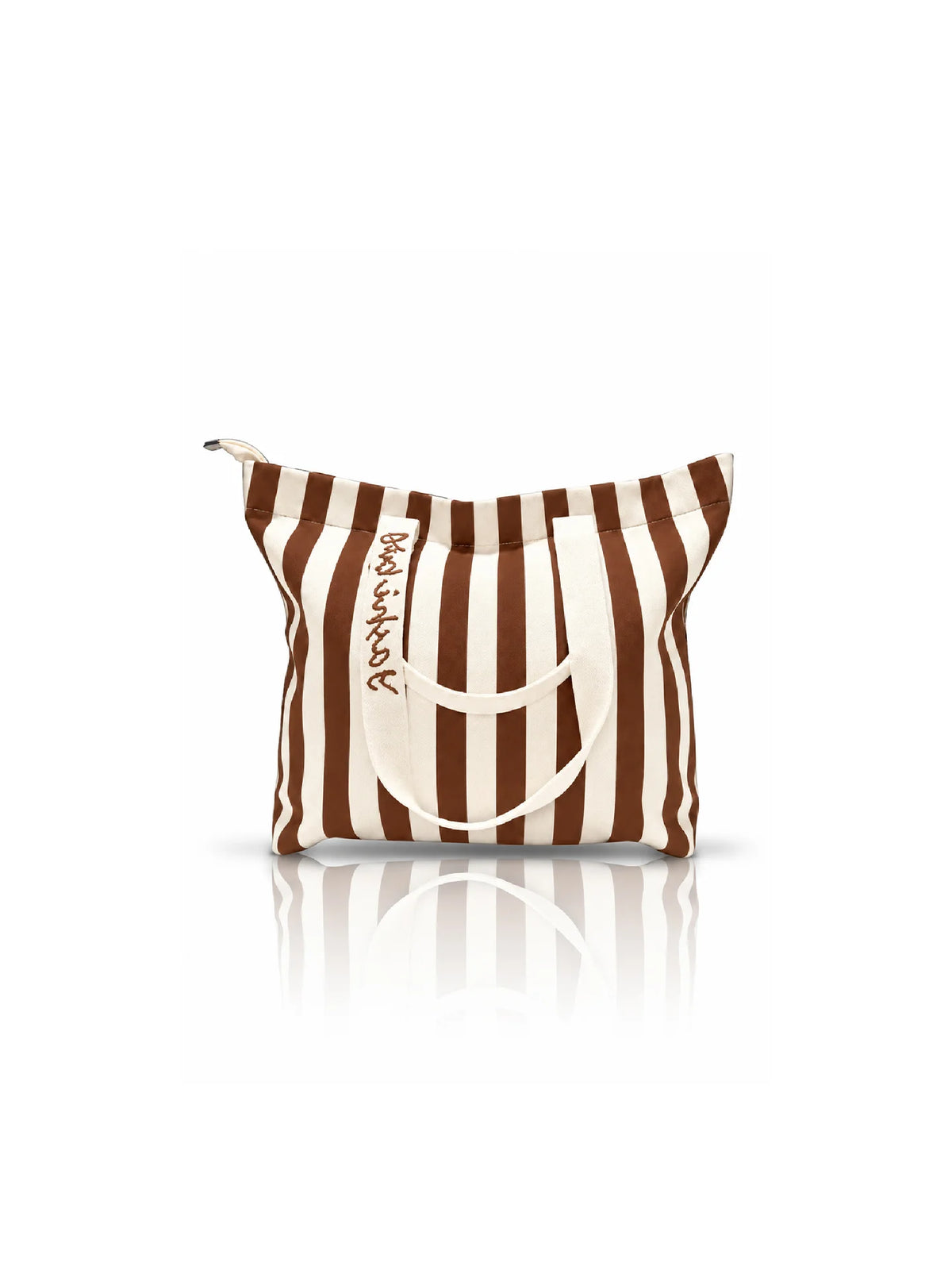 Striped Canvas Tote Bag for Women - Brown Strip