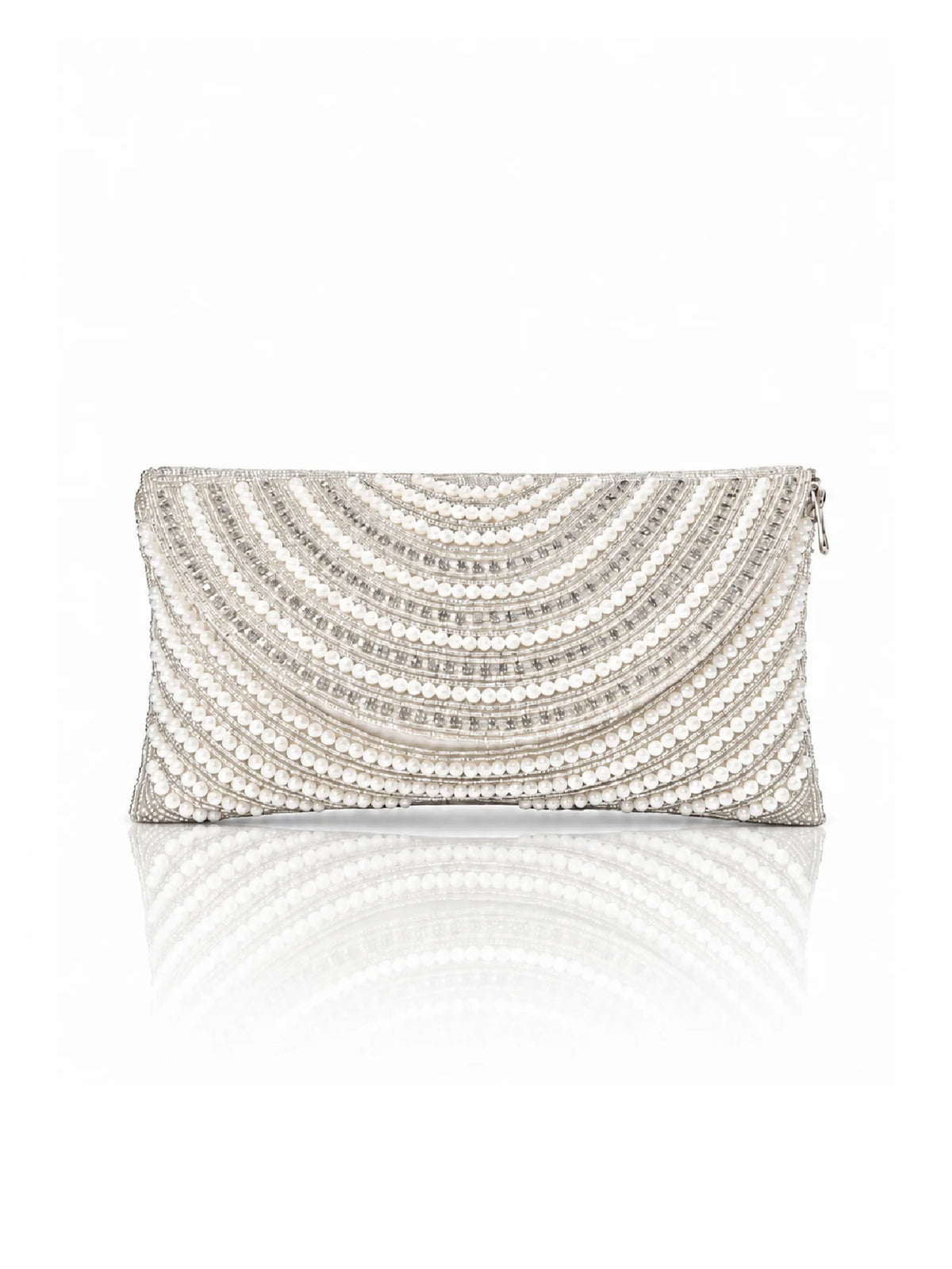 Beaded White Pearl Clutch Bag - Ethnic Handbag