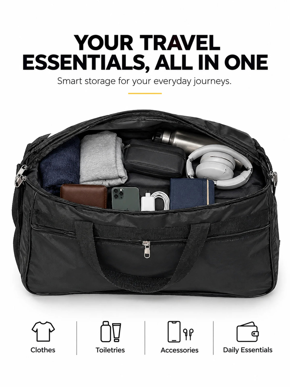 LUDAN Travel Duffel Bag – Charcoal Black