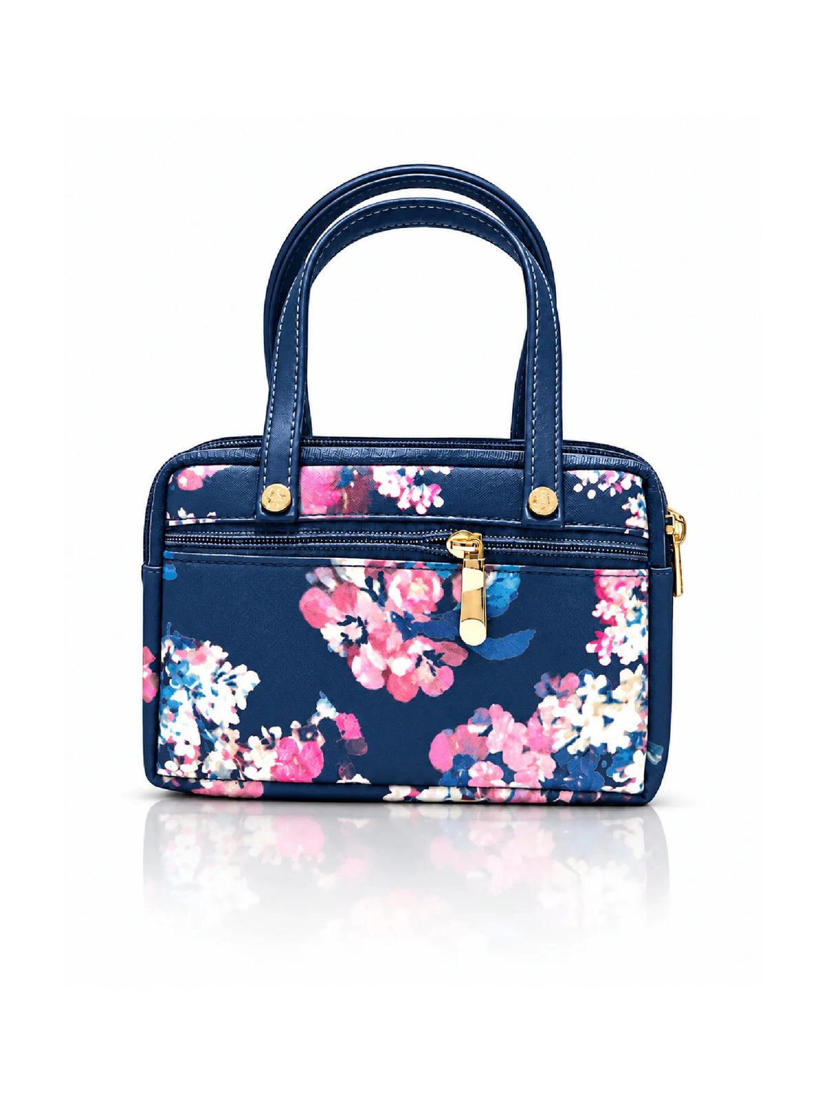Floral Printed Women’s Hand Purse - Navy Blue