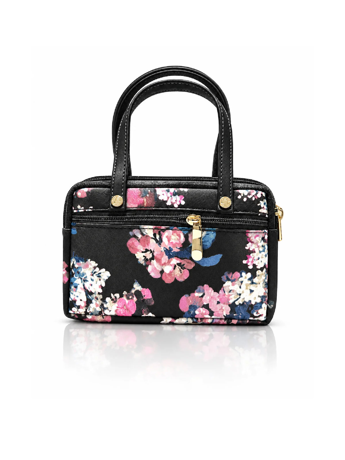 Floral Printed Women’s Hand Purse - Black