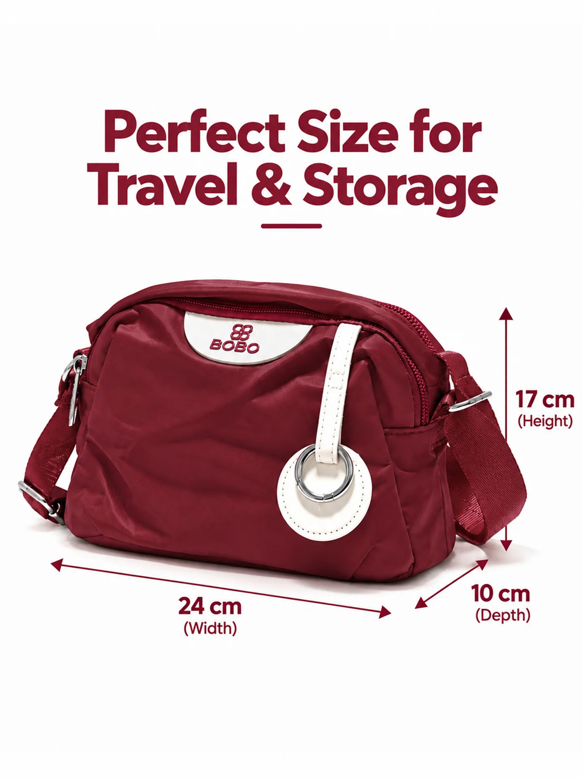 BOBO Maroon Nylon Sling Bag - Daily Handbag