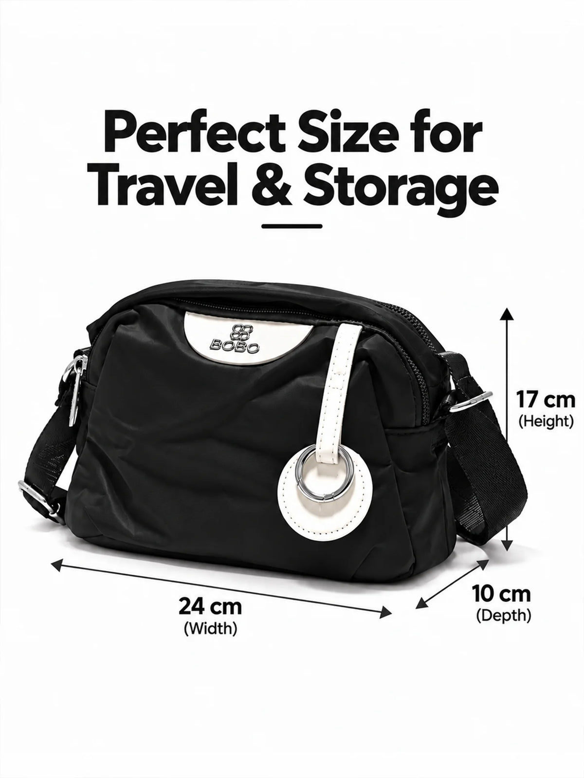 BOBO Black Nylon Sling Bag - Daily Handbag