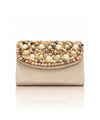 Pearl & Shell Embellished Jute Clutch – Beige Ethnic Bag