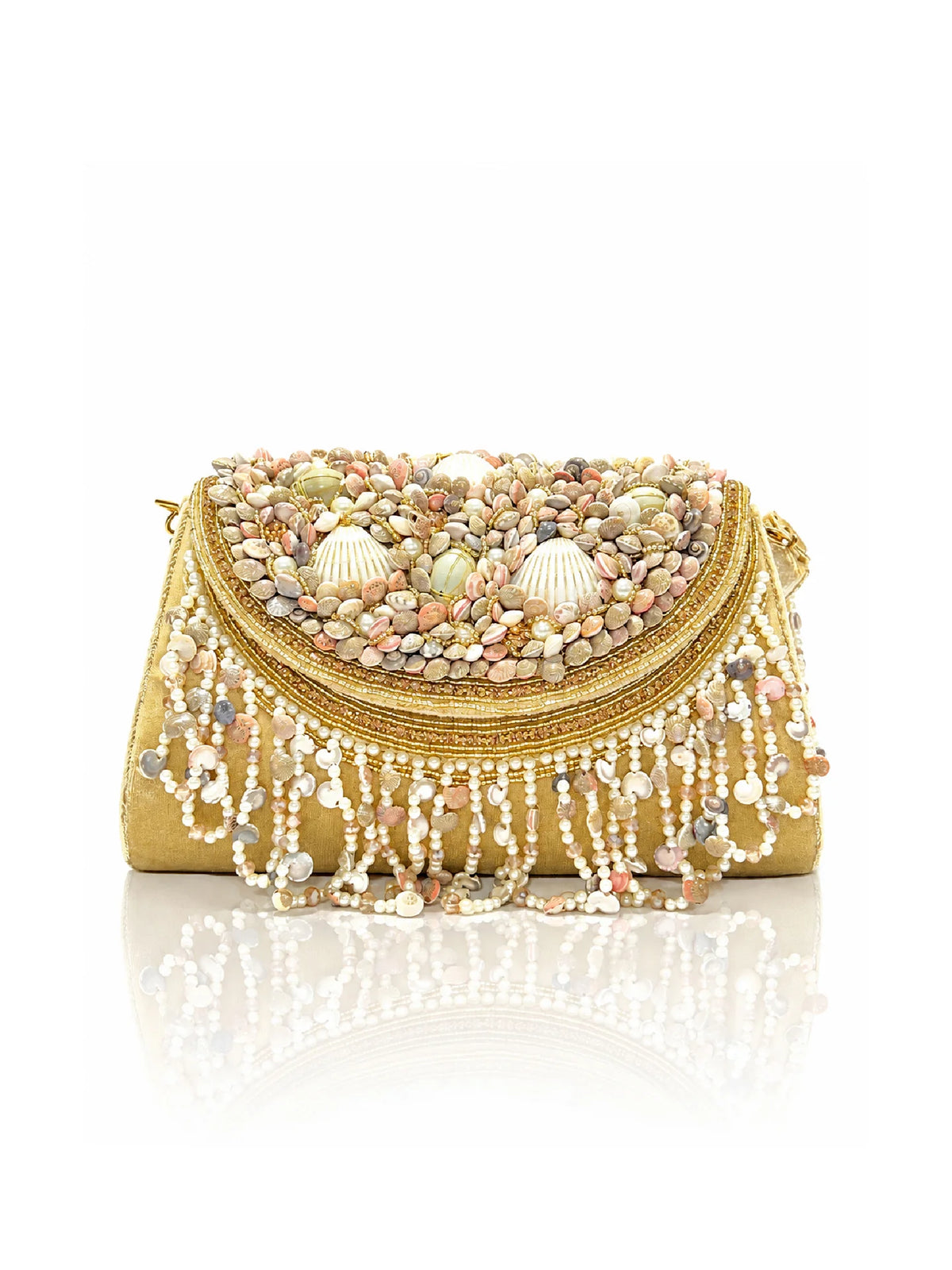 Seashell & Pearl Embellished Clutch Bag – Ethnic Sling