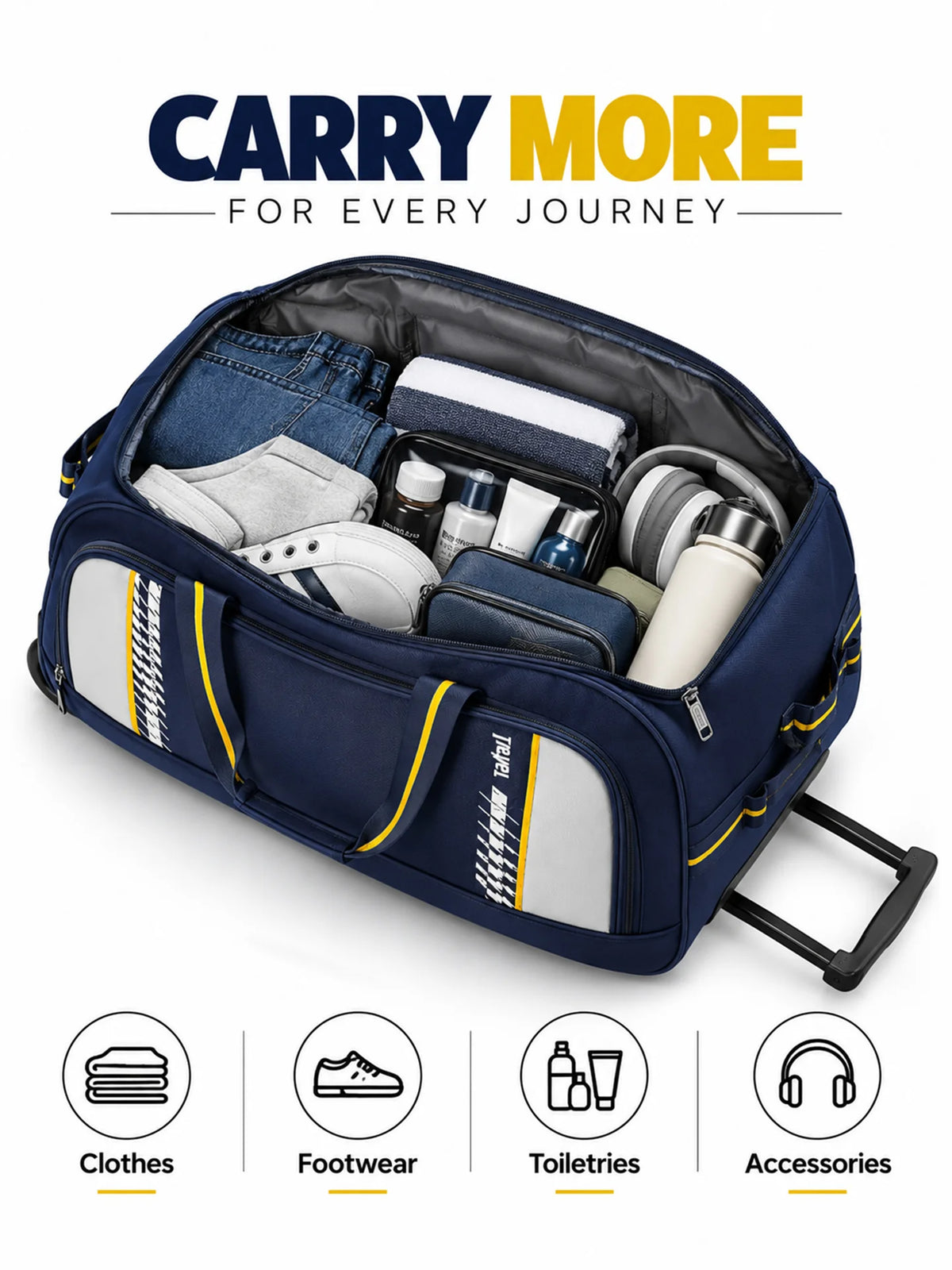 Safari Beamer Rolling Duffle Travel Bag - Blue