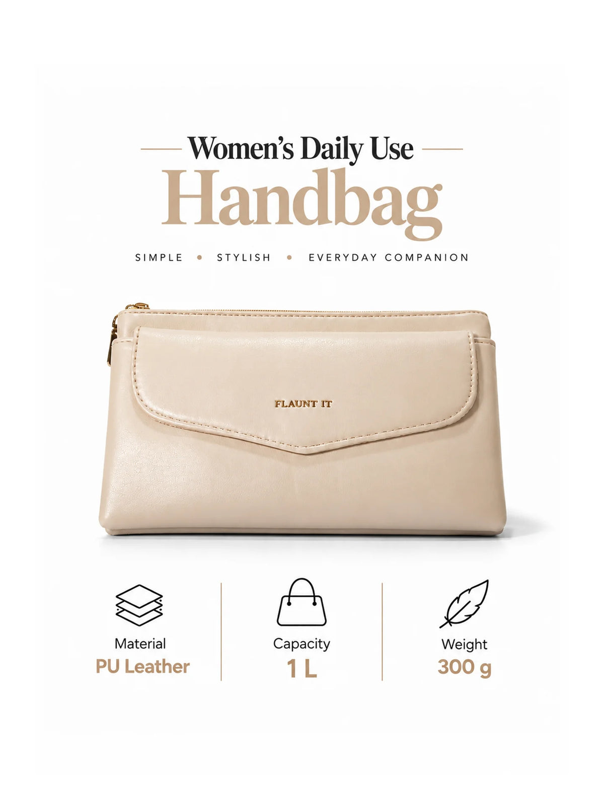 Women’s Daily Use Crossbody Handbag - Beige Purse