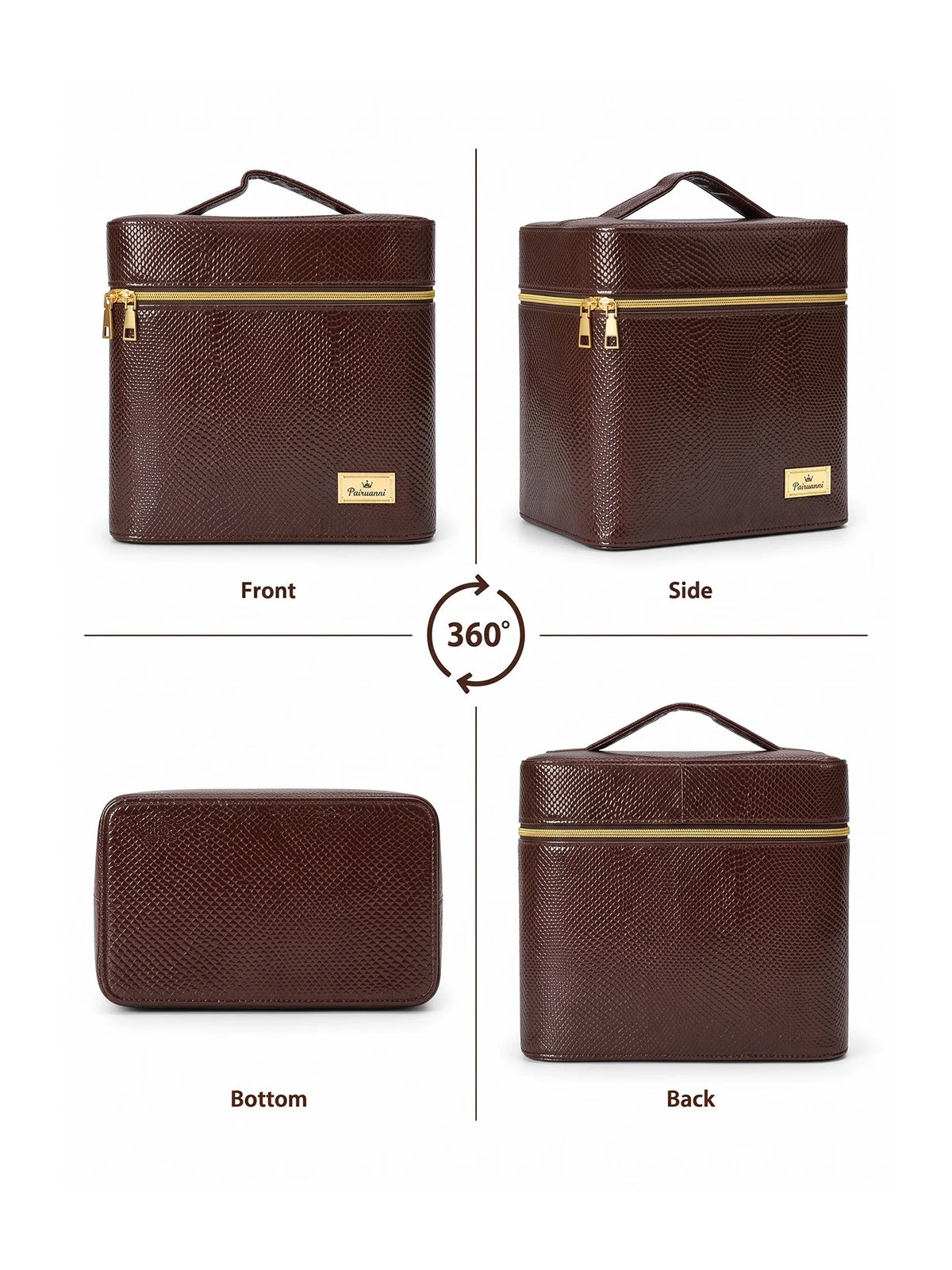 Karry House Premium Textured Multi-Layer Vanity Case – Brown