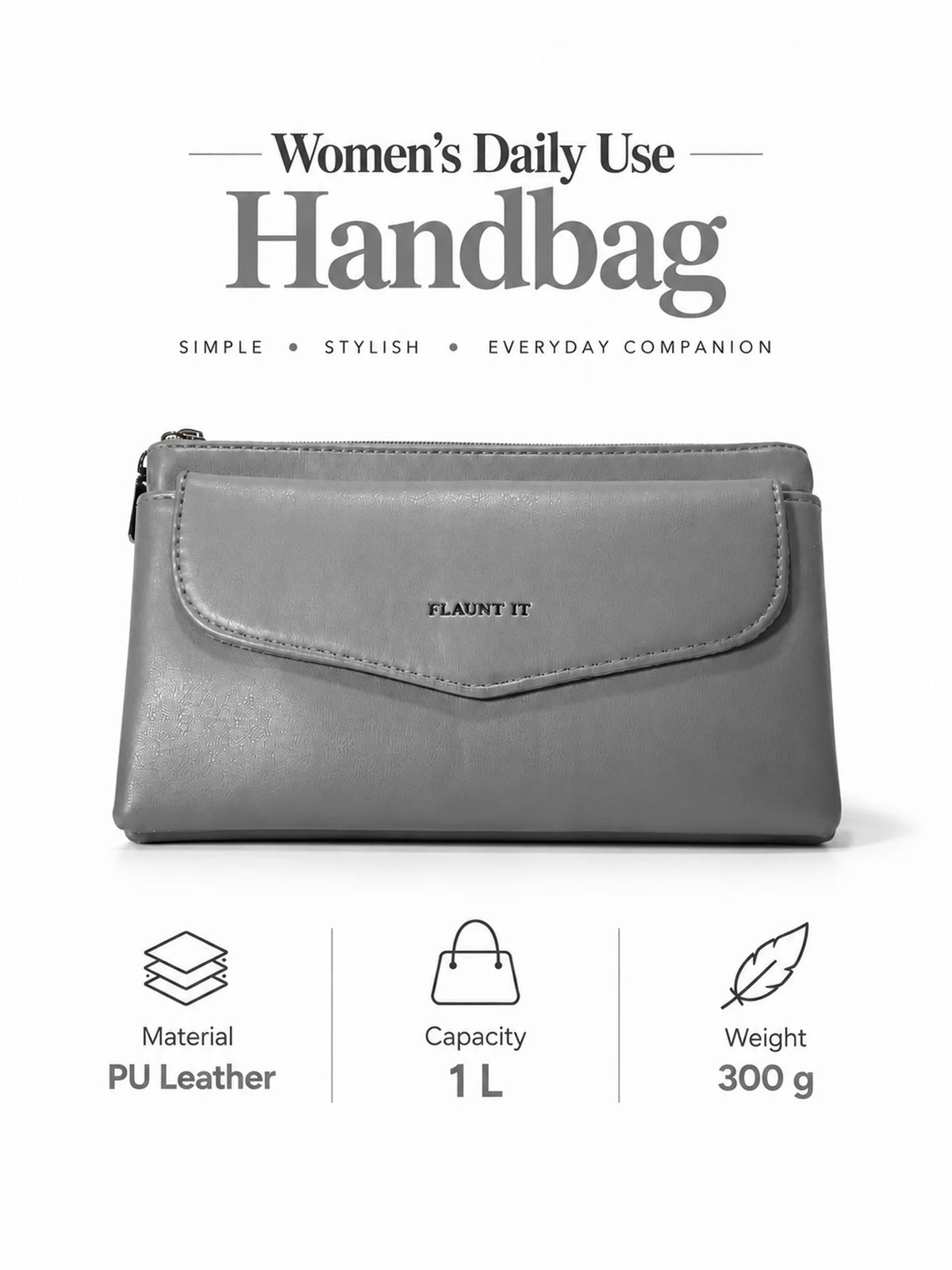 Women’s Daily Use Crossbody Handbag - Grey Purse
