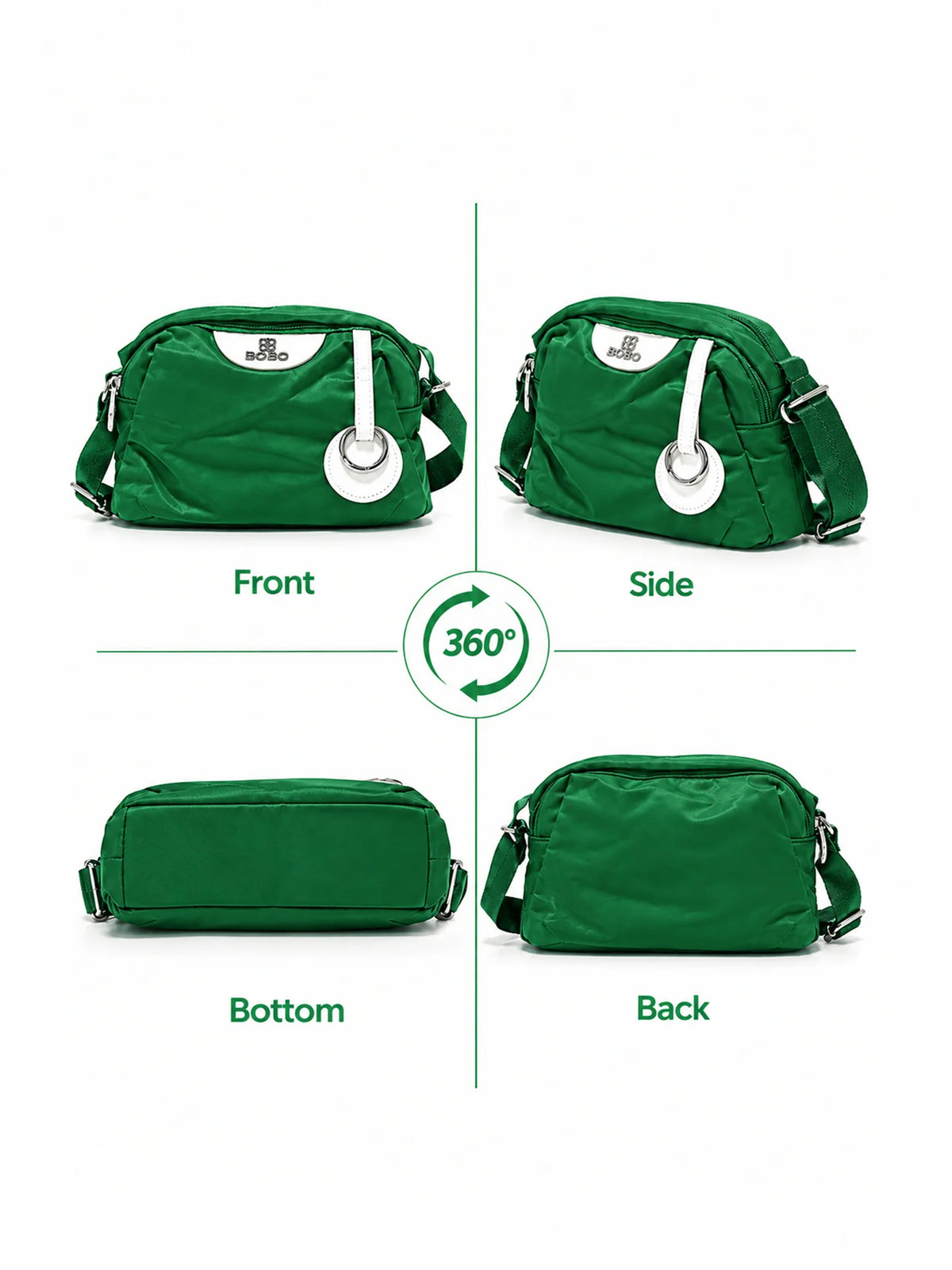 BOBO Green Nylon Sling Bag - Daily Handbag