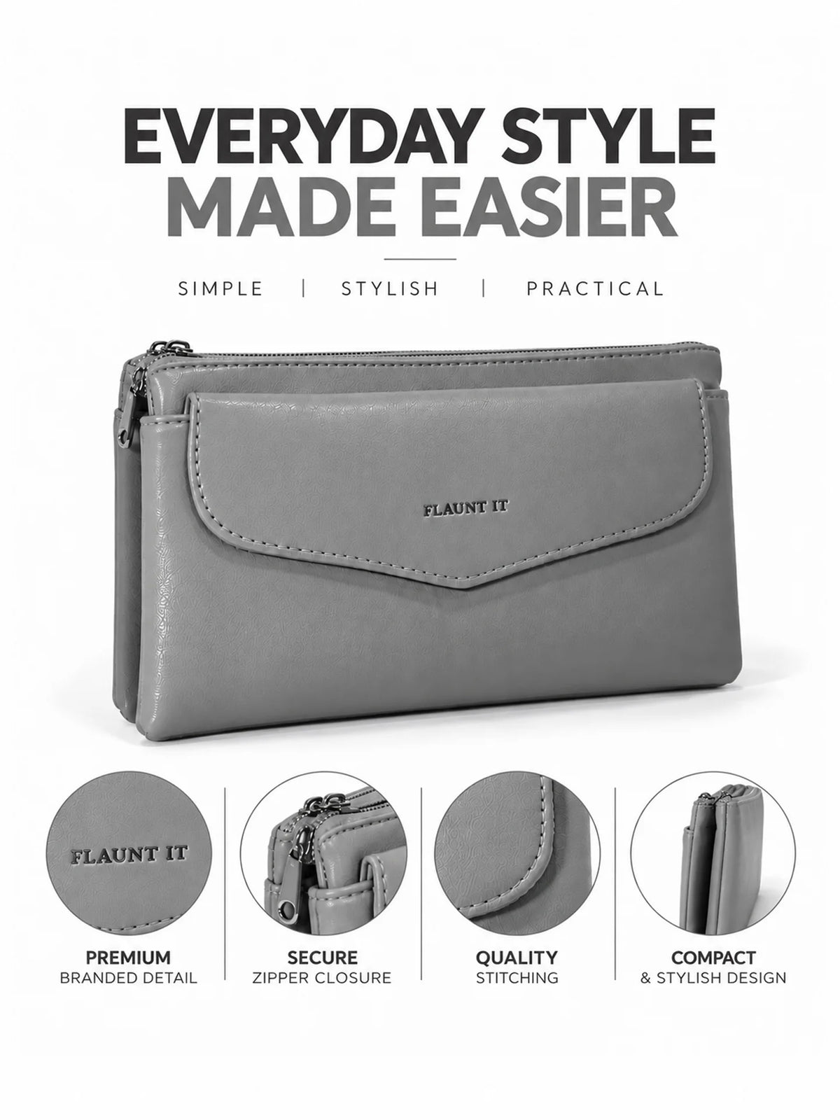 Women’s Daily Use Crossbody Handbag - Grey Purse