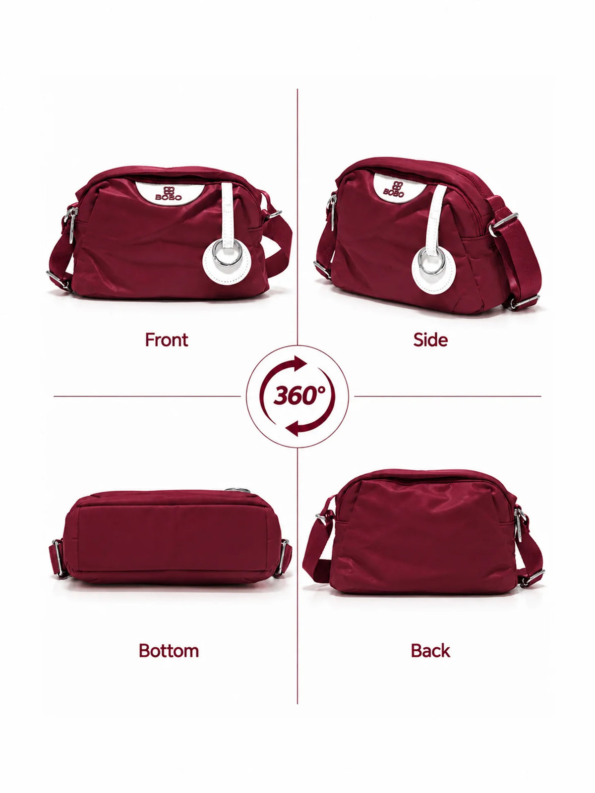 BOBO Maroon Nylon Sling Bag - Daily Handbag