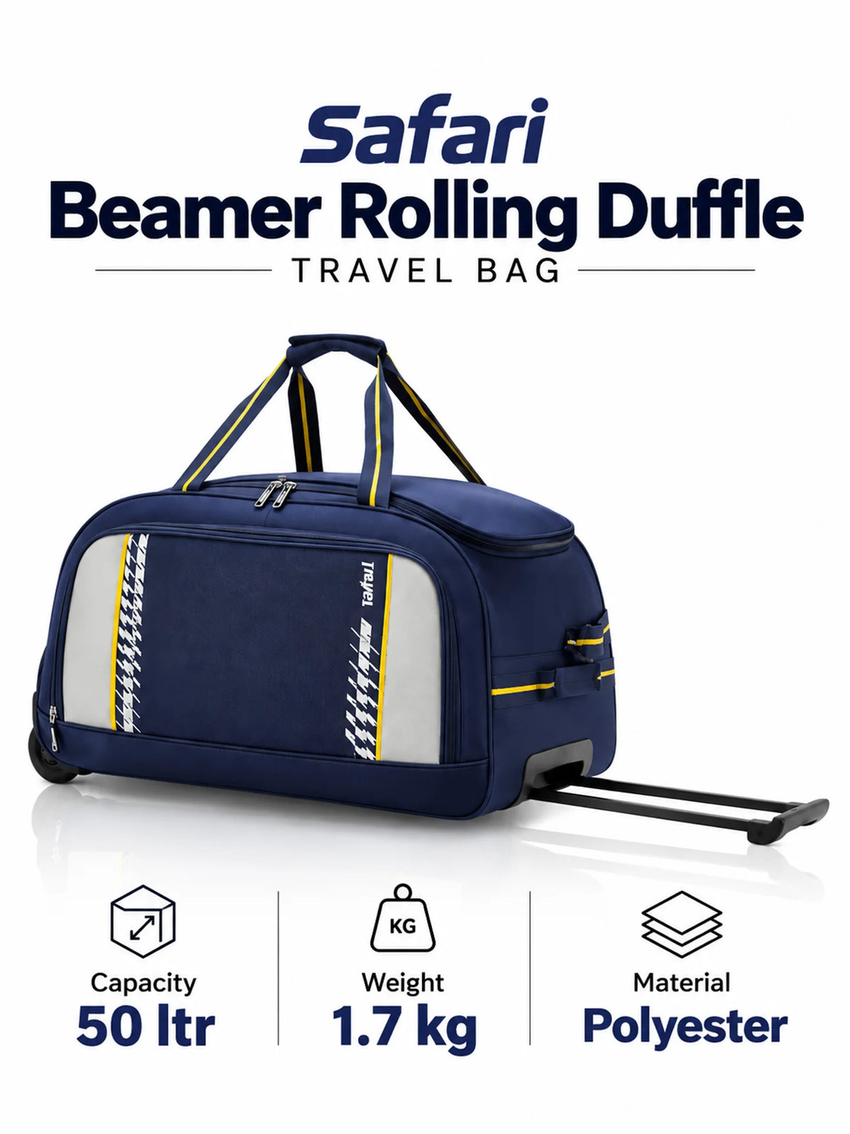 Safari Beamer Rolling Duffle Travel Bag - Blue
