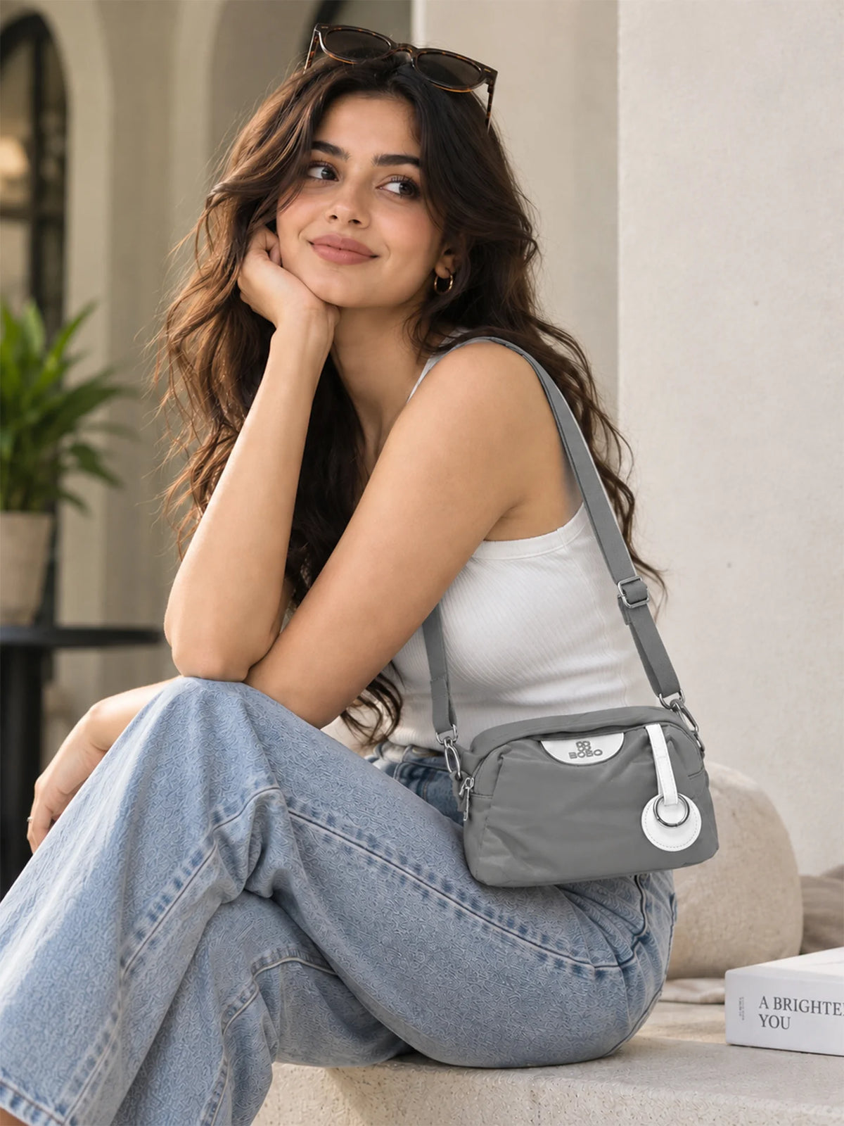BOBO Grey Nylon Sling Bag - Daily Handbag