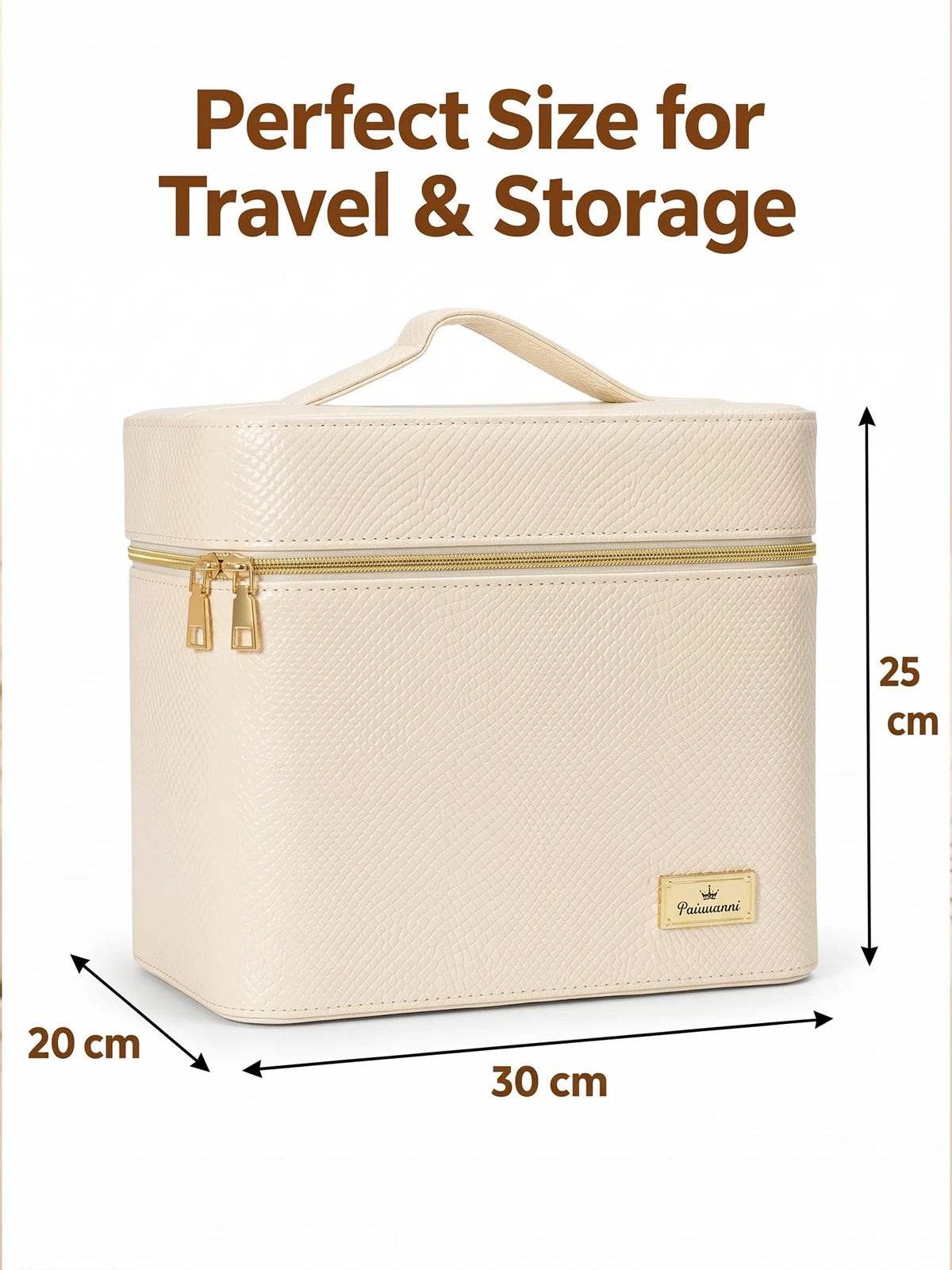 Karry House Premium Textured Multi-Layer Vanity Case – Big (Cream)
