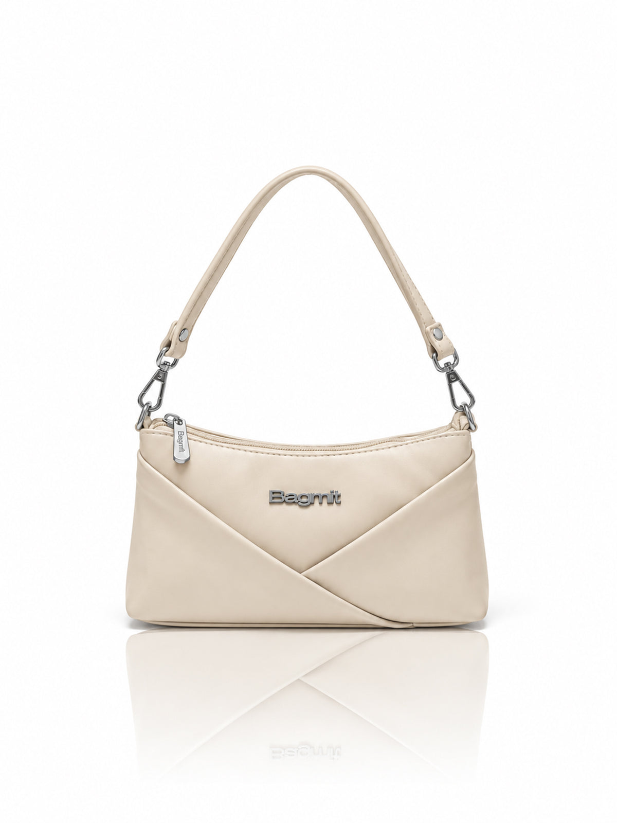 Women’s PU Leather Crossbody Shoulder Bag - Cream