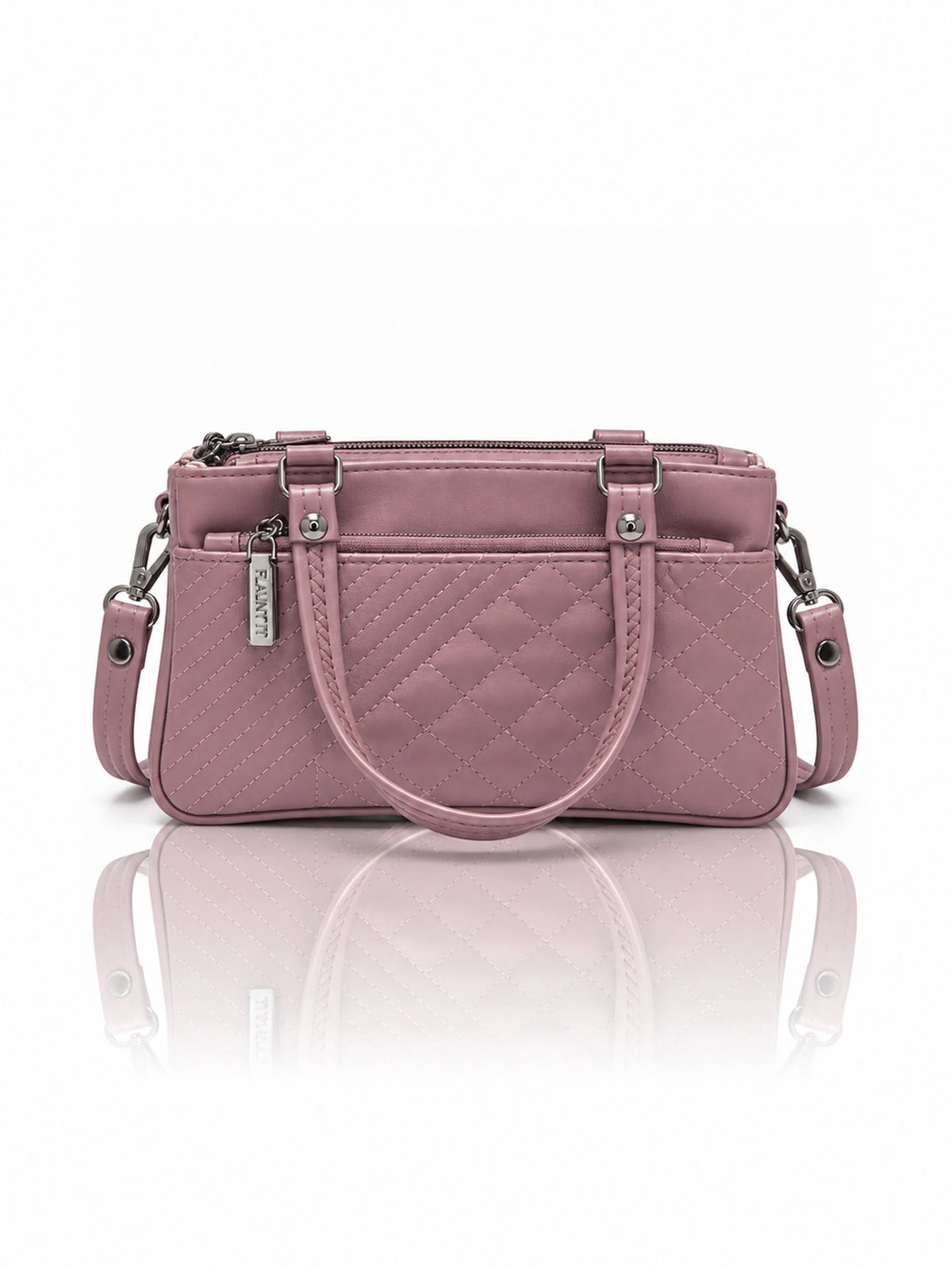 Quilted Sling Bag with Adjustable Strap - Mauve Shade