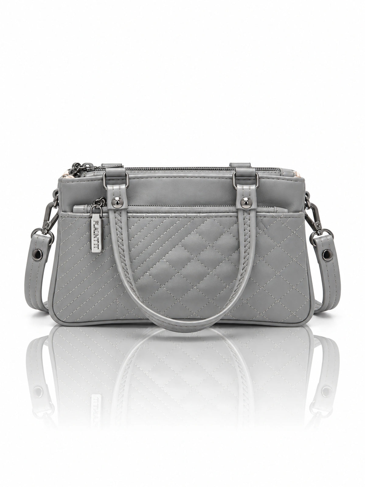 Quilted Sling Bag with Adjustable Strap - Grey Shade