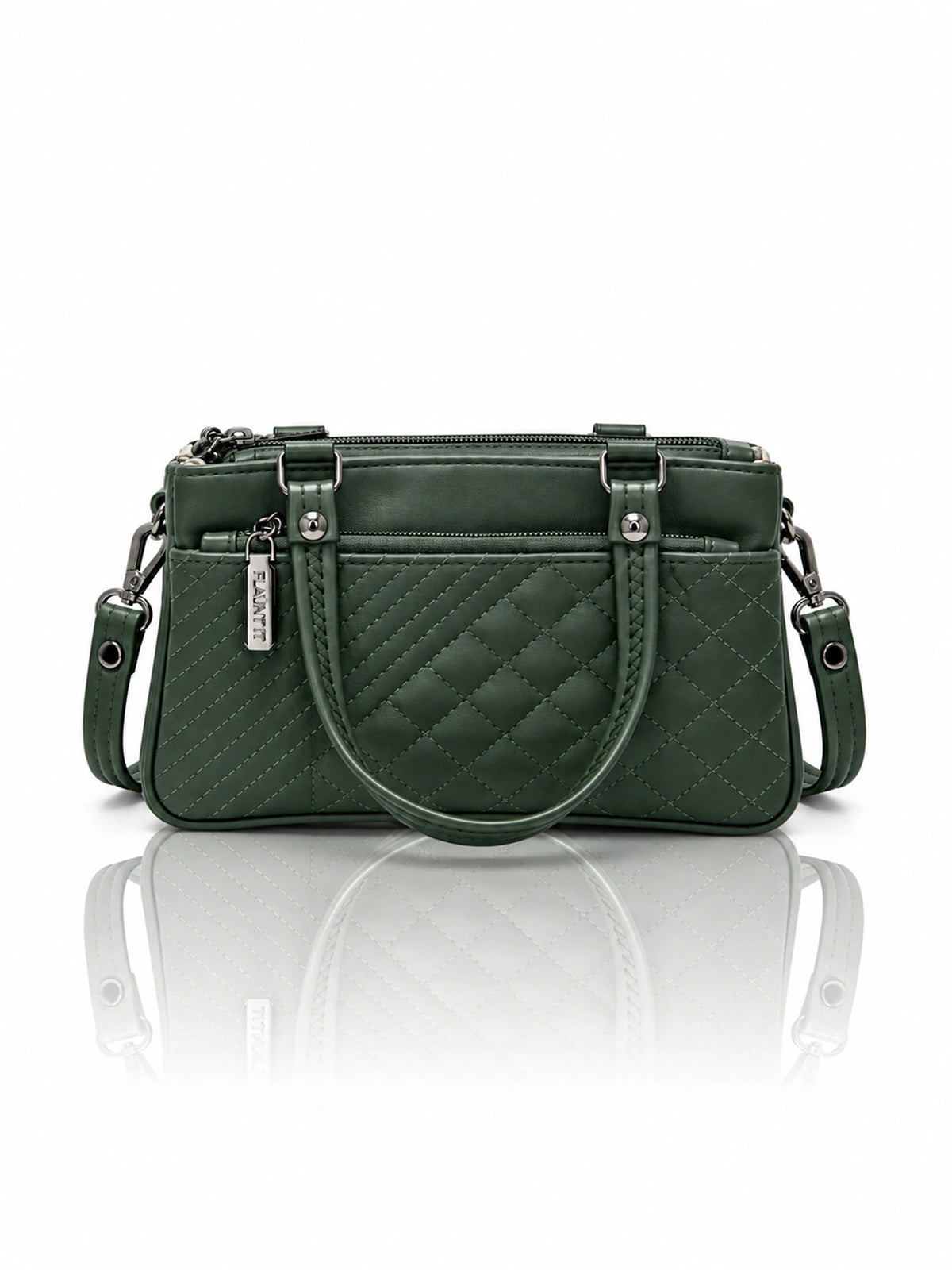 Quilted Sling Bag with Adjustable Strap - Dark Green Shade
