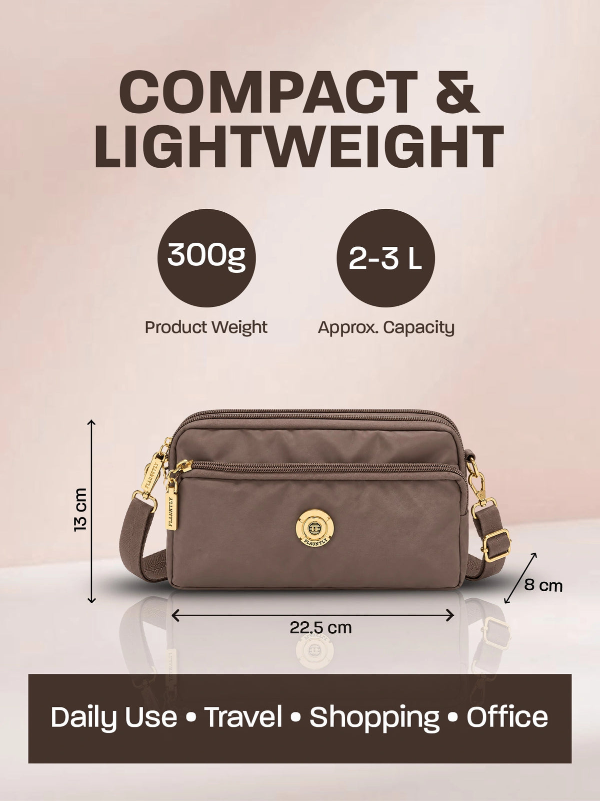 Stylish Fluänt Women’s Sling Bag – Brown Crossbody Bag