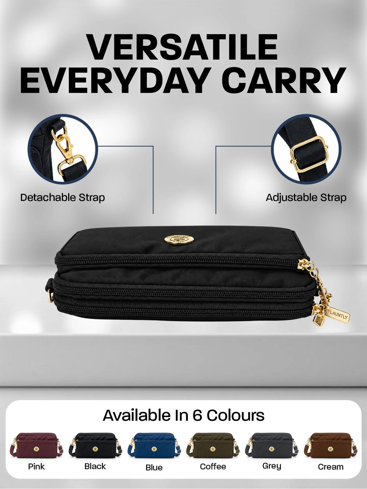 Stylish Fluänt Women’s Sling Bag – Black Crossbody Bag