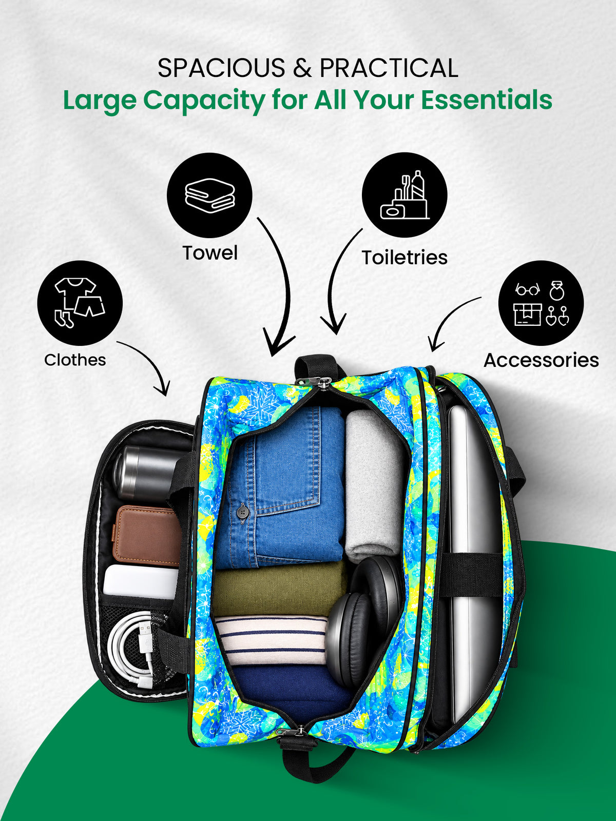 Karry House Foldable Zippered Travel Bag Green