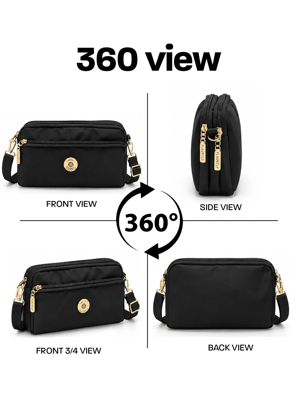 Stylish Fluänt Women’s Sling Bag – Black Crossbody Bag