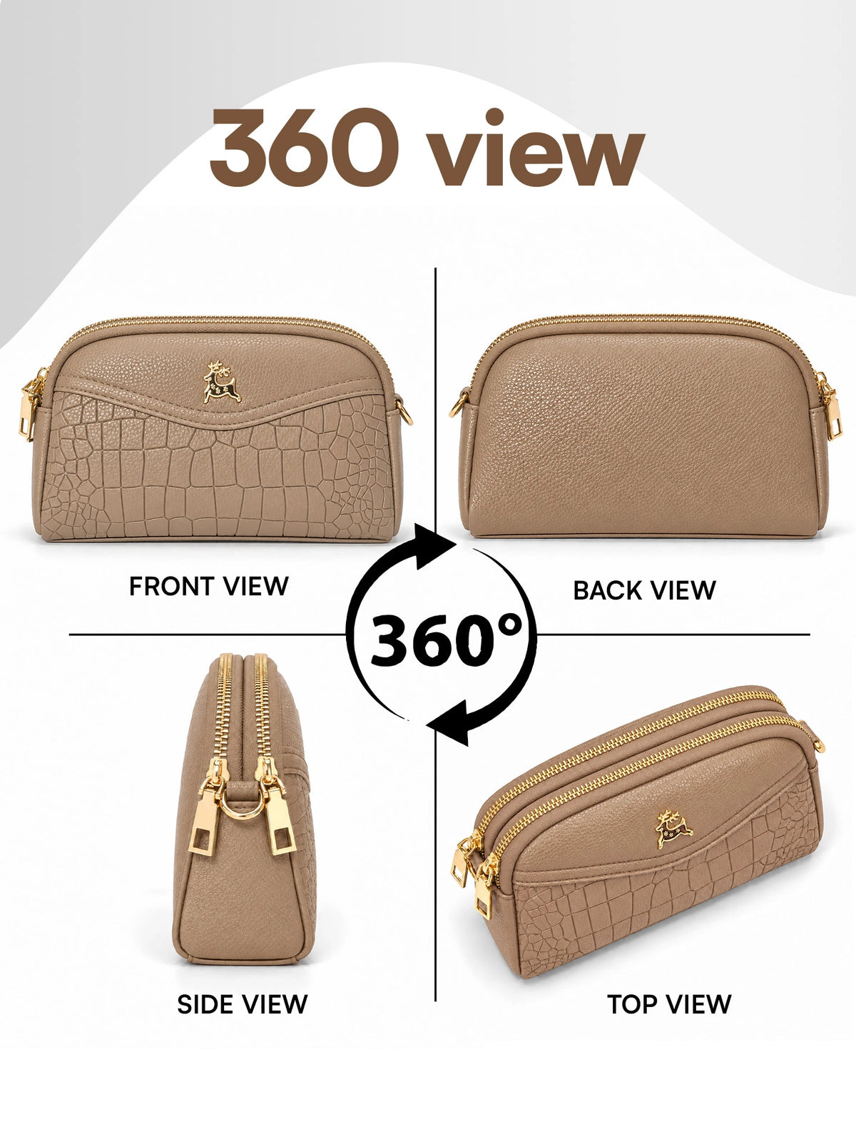 Premium Textured Crossbody Sling Bag – Beige