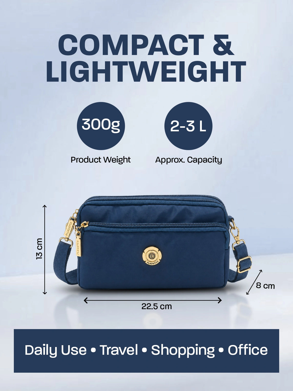 Stylish Fluänt Women’s Sling Bag – Blue Crossbody Bag