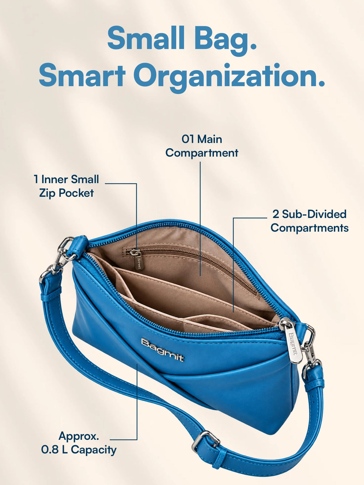 Women’s PU Leather Crossbody Shoulder Bag - Blue