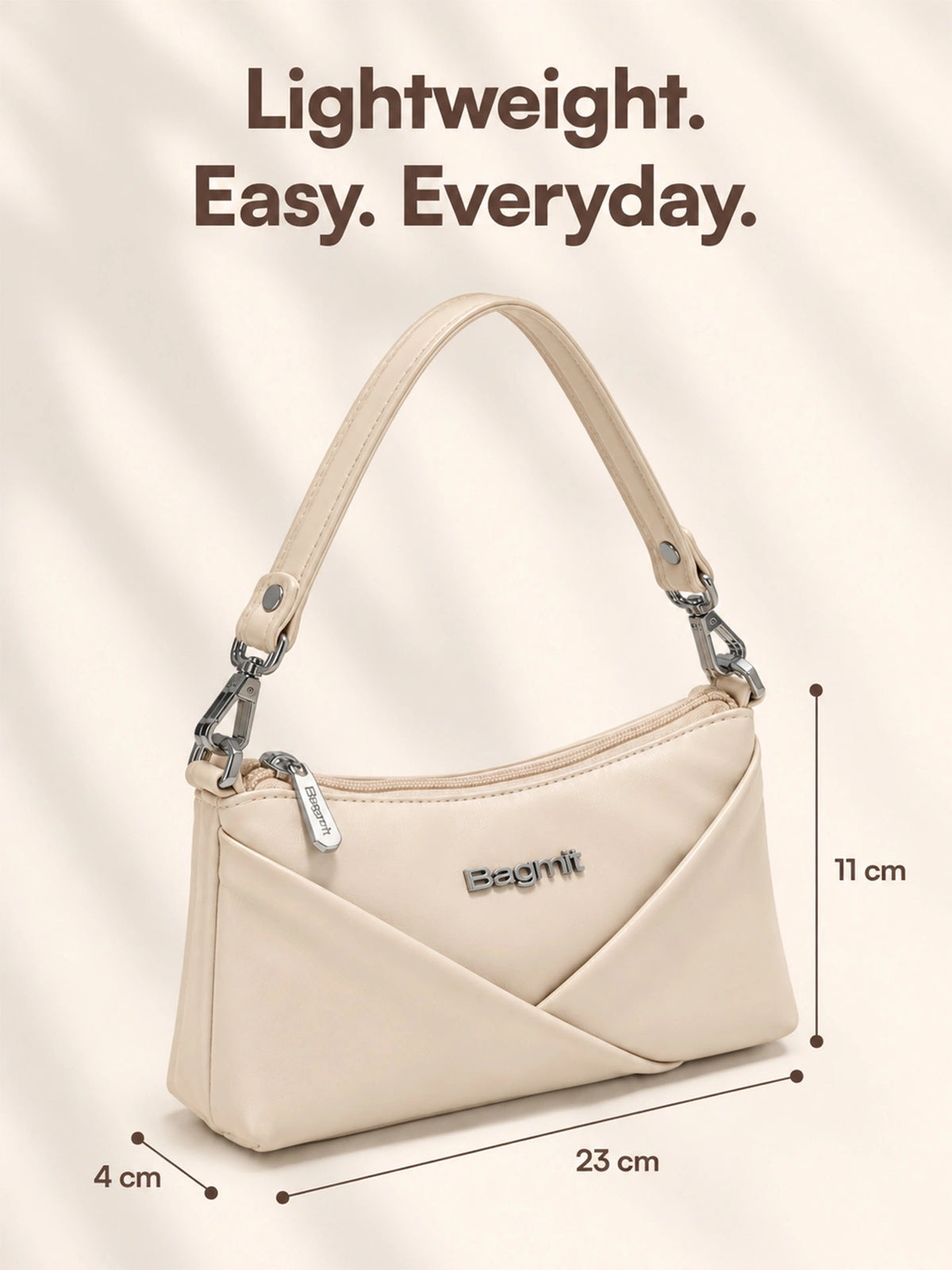 Women’s PU Leather Crossbody Shoulder Bag - Cream