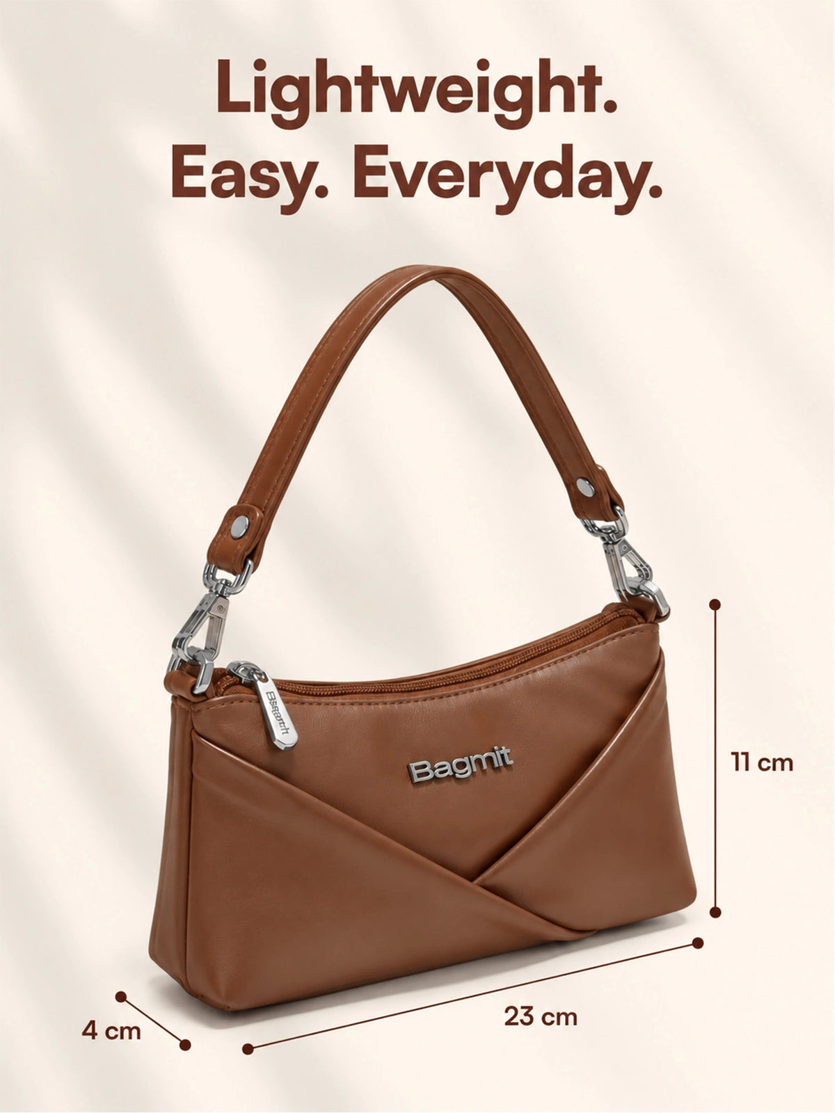 Women’s PU Leather Crossbody Shoulder Bag - Brown