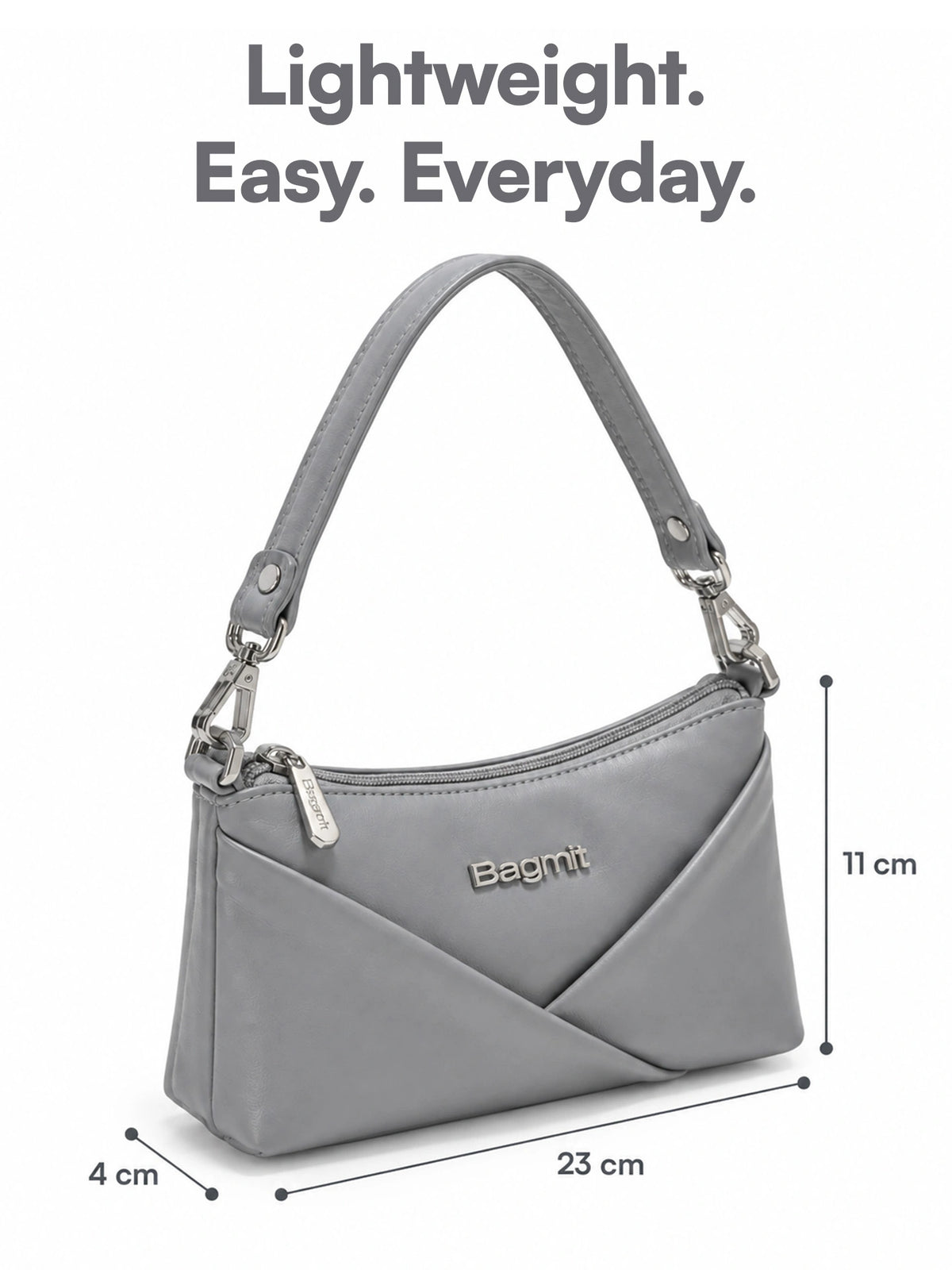 Women’s PU Leather Crossbody Shoulder Bag - Grey