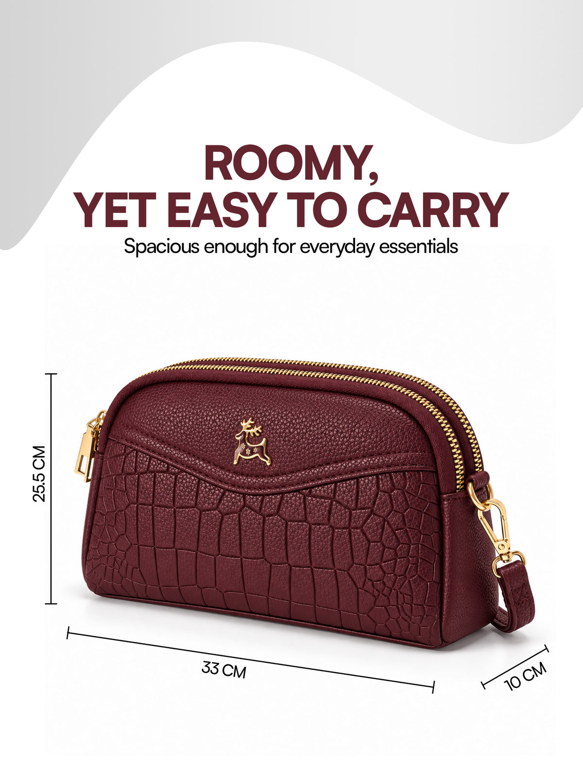 Premium Textured Crossbody Sling Bag – Wine